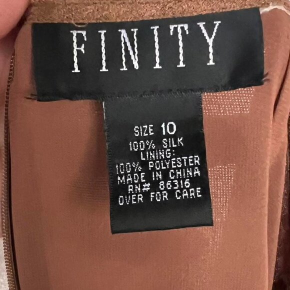 Finity 100% silk brown maxi skirt with floral detail and side slit - Picture 5 of 5